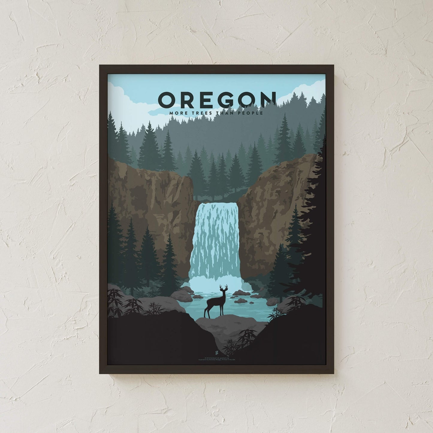 GoldLeaf Oregon Cannabis Travel Art Print Best Sales Price - Art Prints