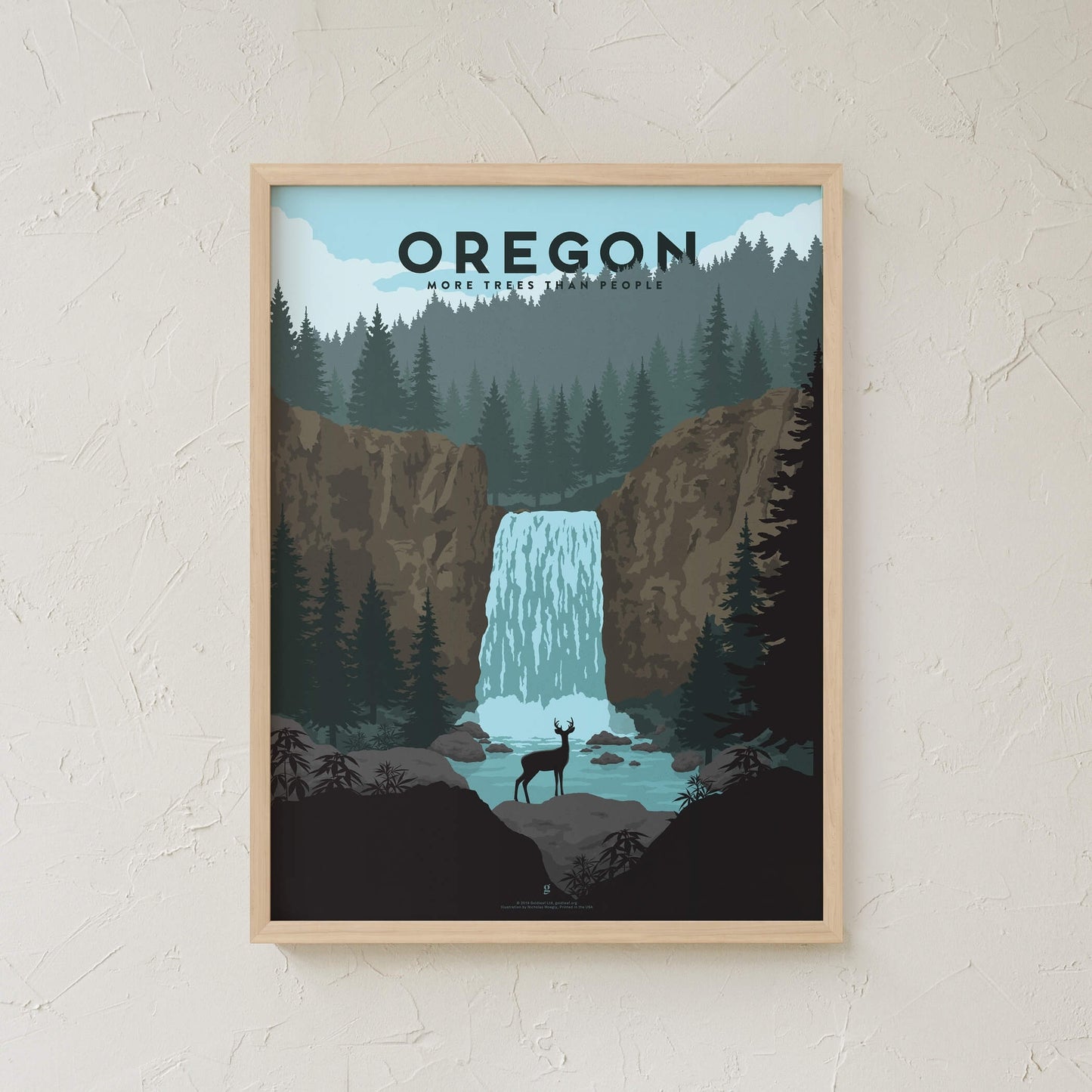 GoldLeaf Oregon Cannabis Travel Art Print Best Sales Price - Art Prints