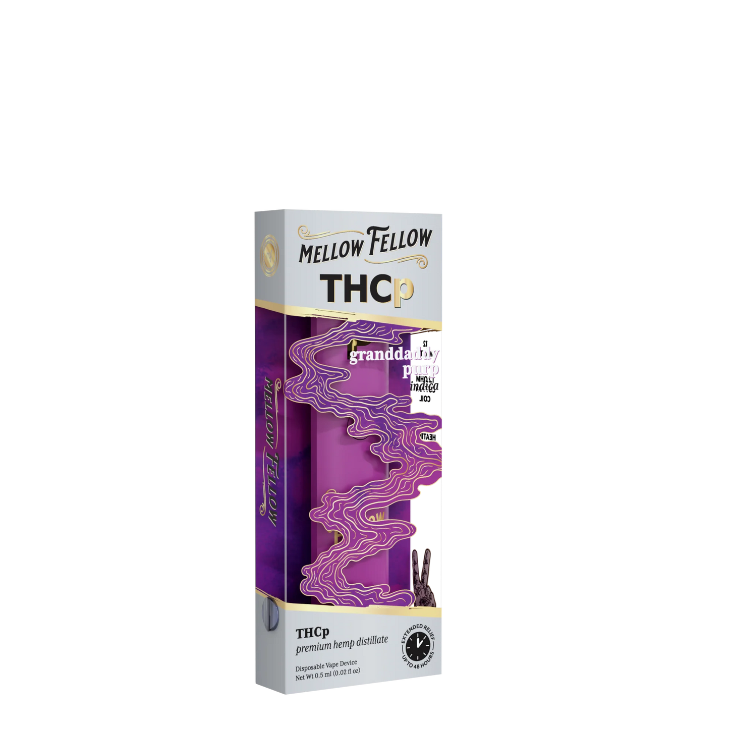 Mellow Fellow THCp 0.5g Disposable Vape - Granddaddy Purp (Indica) Best Sales Price - Vape Pens