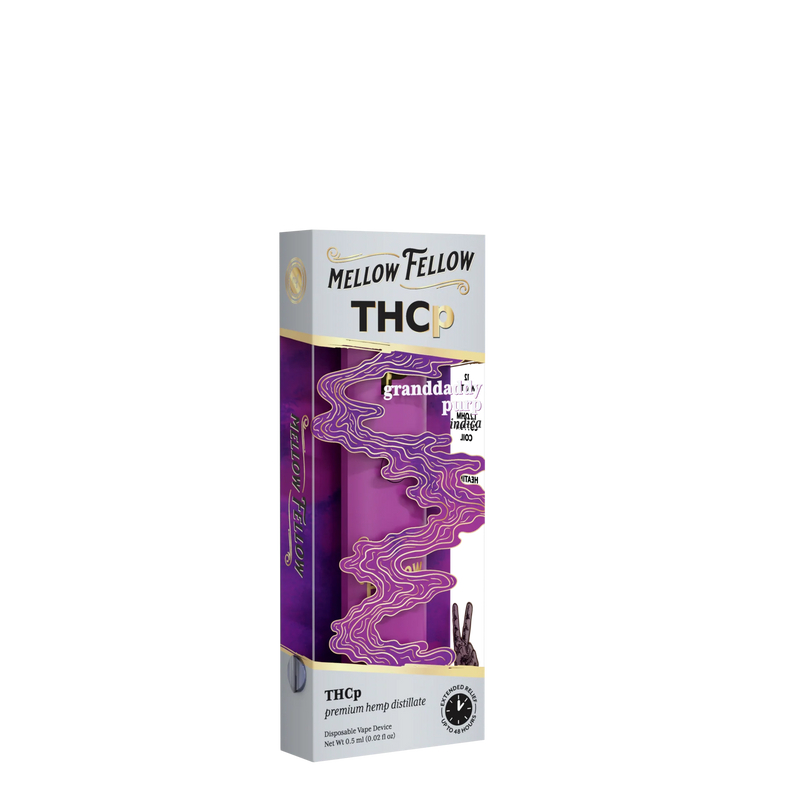 Mellow Fellow THCp 0.5g Disposable Vape - Granddaddy Purp (Indica) Best Sales Price - Vape Pens