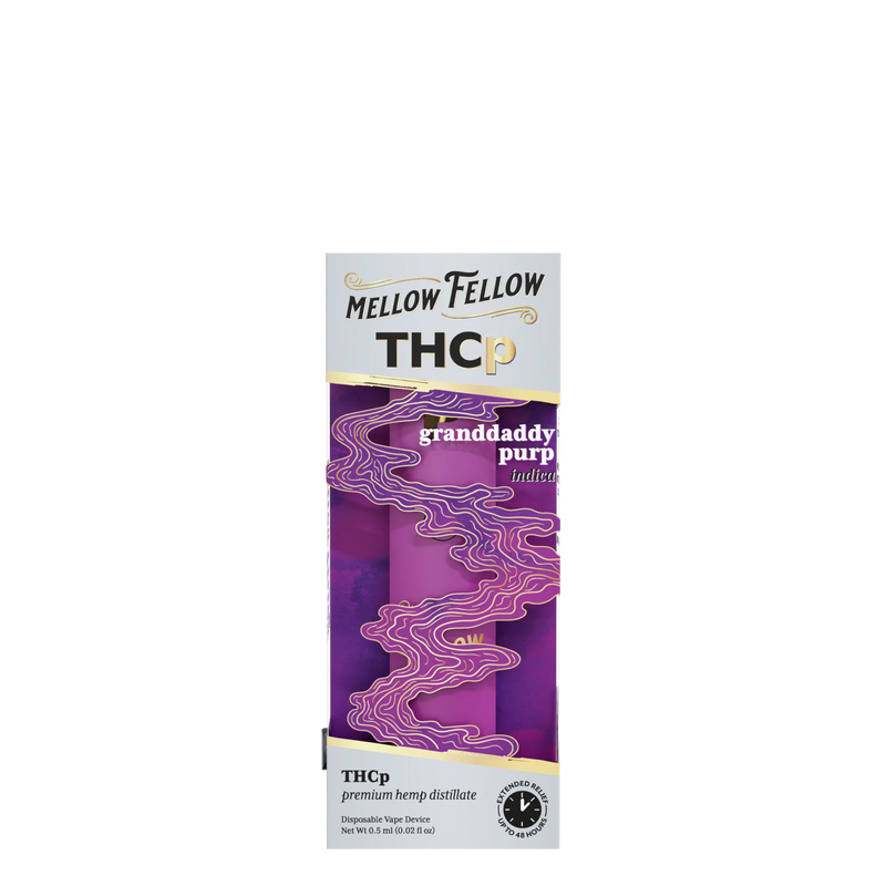 Mellow Fellow THCp 0.5g Disposable Vape - Granddaddy Purp (Indica) Best Sales Price - Vape Pens