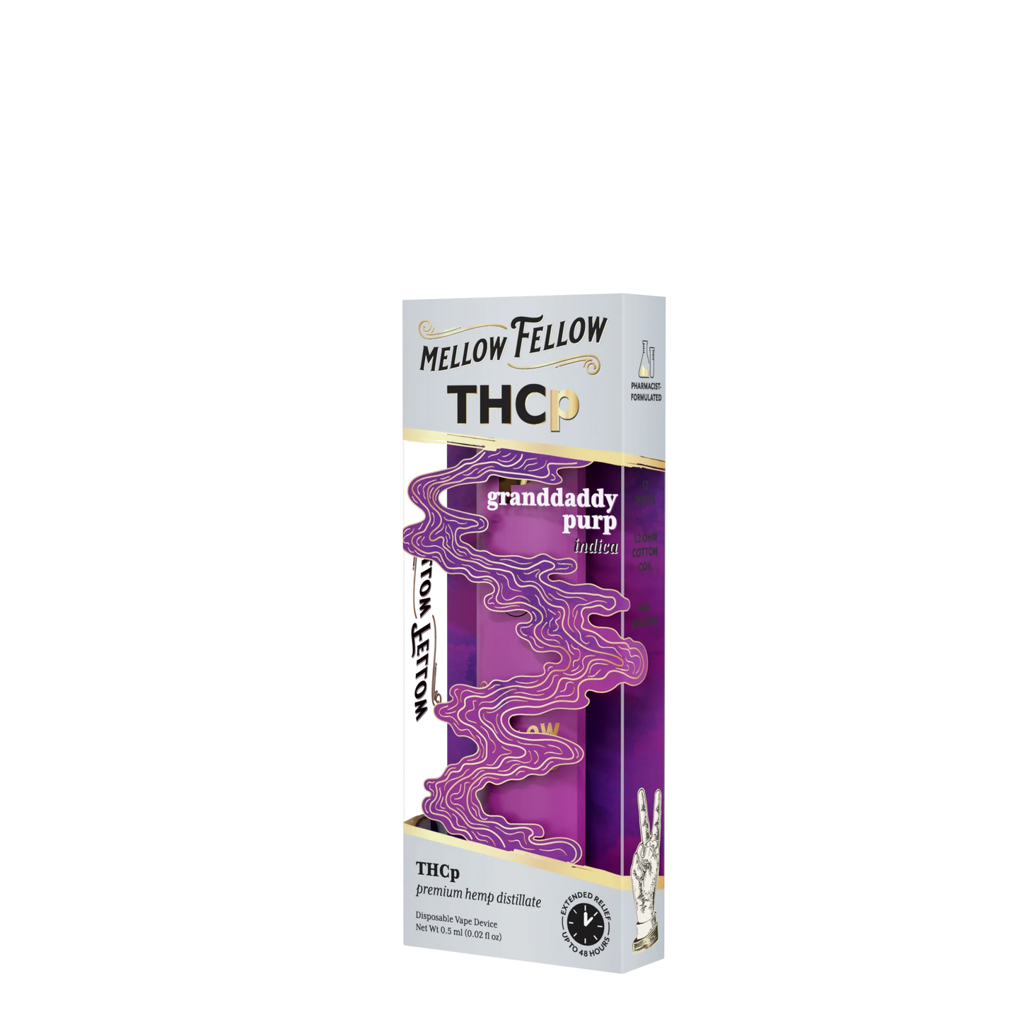 Mellow Fellow THCp 0.5g Disposable Vape - Granddaddy Purp (Indica) Best Sales Price - Vape Pens