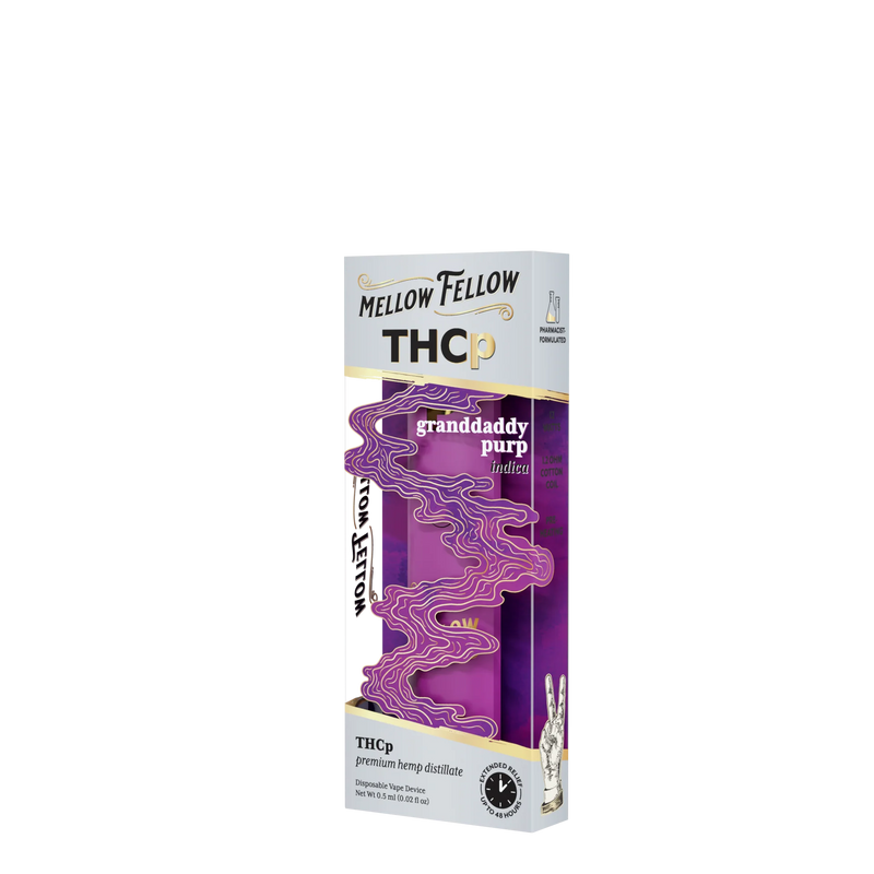 Mellow Fellow THCp 0.5g Disposable Vape - Granddaddy Purp (Indica) Best Sales Price - Vape Pens