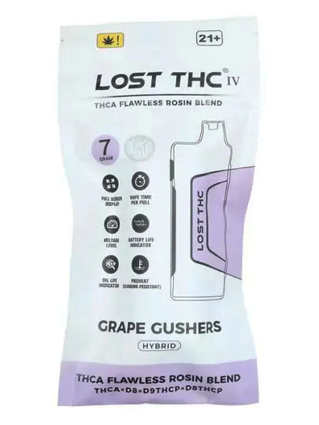 Grape Gushers Lost THC THCA Flawless Rosin Blend Disposable 7G