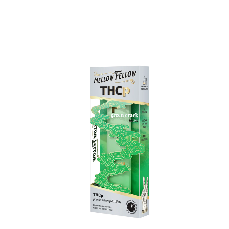 Mellow Fellow THCp 0.5g Disposable Vape - Green Crack (Sativa) Best Sales Price - Vape Pens