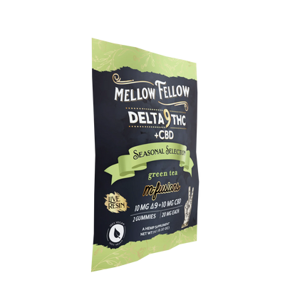 Mellow Fellow Live Resin Infused Edibles - 2cnt 40mg Delta 9 THC & CBD - Green Tea (Seasonal Selection) Best Sales Price - Edibles