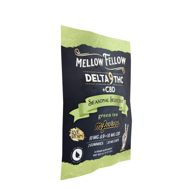 Mellow Fellow Live Resin Infused Edibles - 2cnt 40mg Delta 9 THC & CBD - Green Tea (Seasonal Selection) Best Sales Price - Edibles