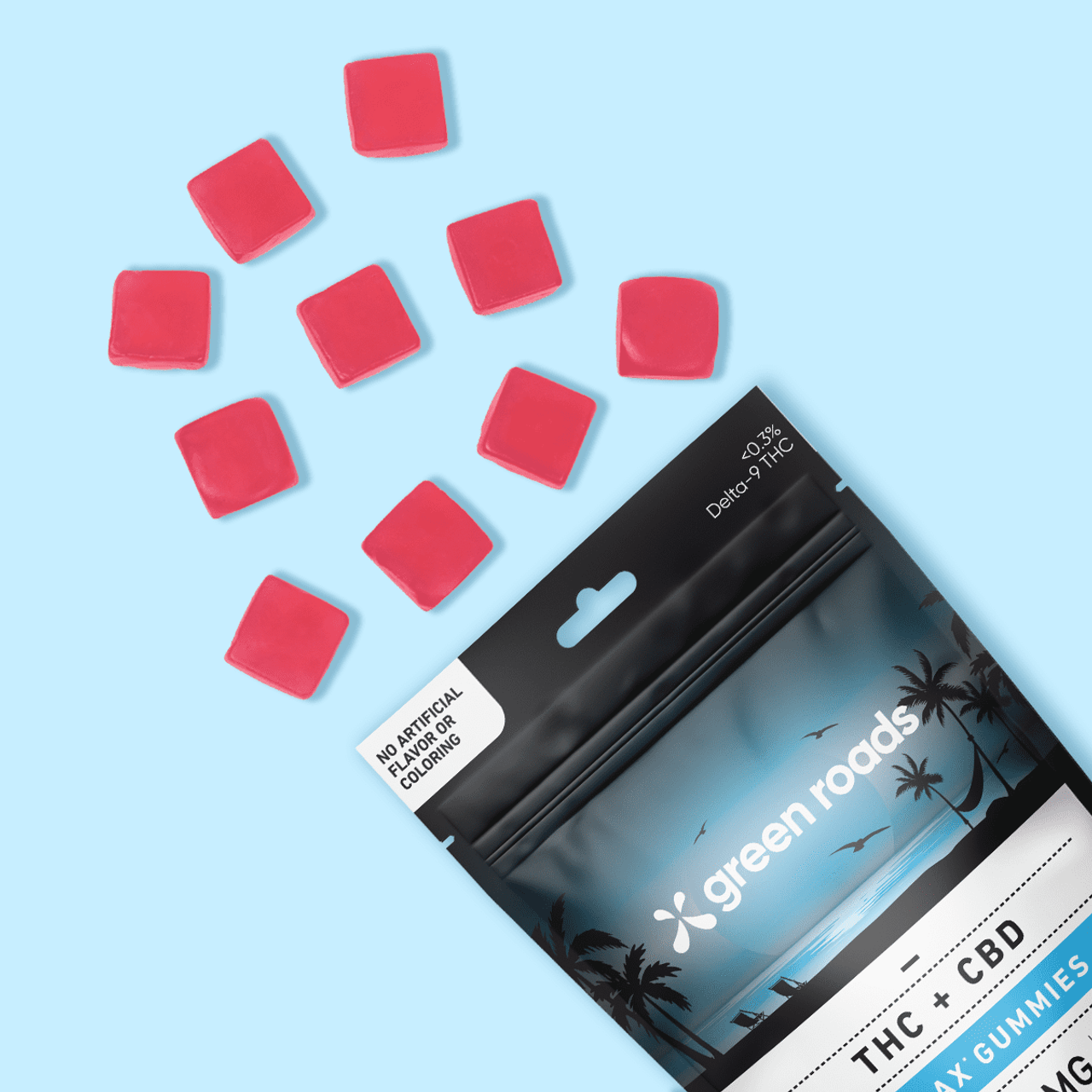 [Green Roads Hot Seller] Watermelon Punch THC Relax Gummies - (10ct) 250mg