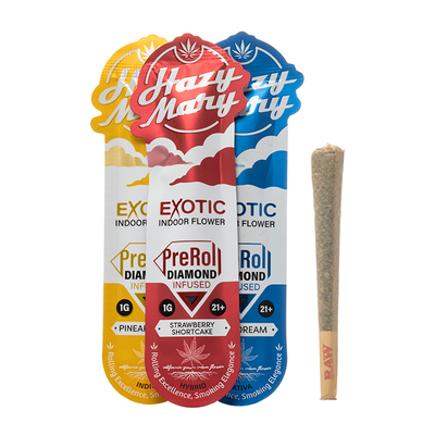 Hazy Mary Exotic Indoor Diamond Infused PreRolls Best Sales Price - Pre Rolls