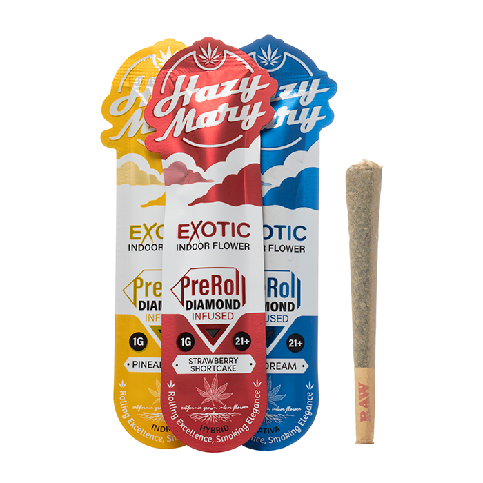 Hazy Mary Exotic Indoor Diamond Infused PreRolls Best Sales Price - Pre Rolls