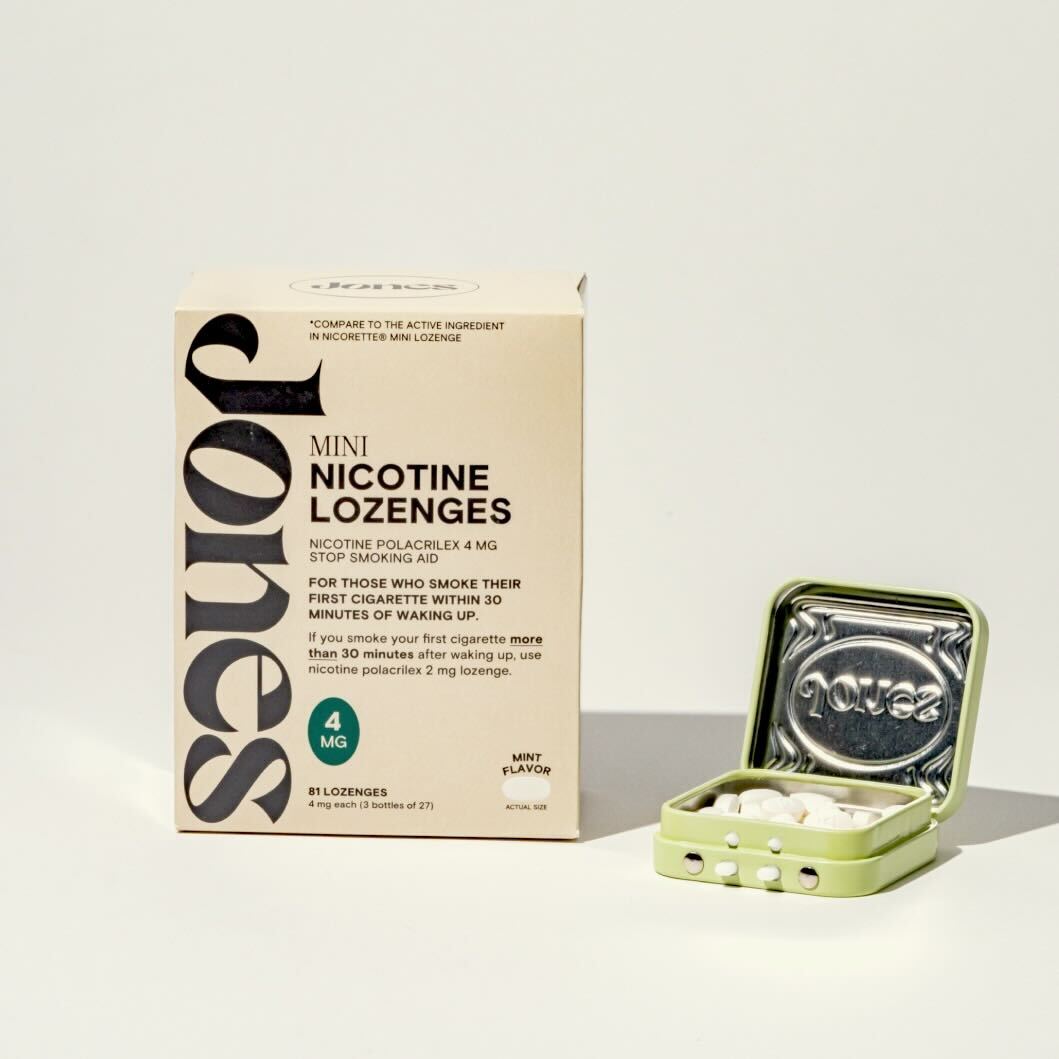 Nicotine Mints: Jones 4 mg Nicotine Lozenge Mints to Quit Vaping, NRT, Stop Smoking Aid, 81  Count (1 Pack)
