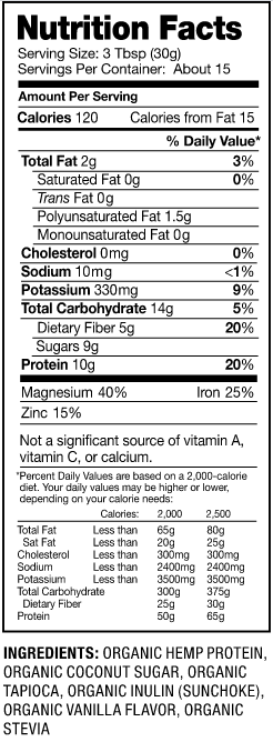 Nutiva Organic Hemp Seed Protein Vanilla 16 oz Best Sales Price - CBD