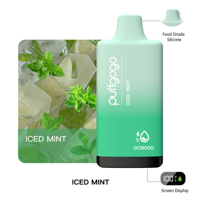 Puffgogo GO8000 Disposable 8000 Puffs - Iced Mint Best Sales Price - Disposables