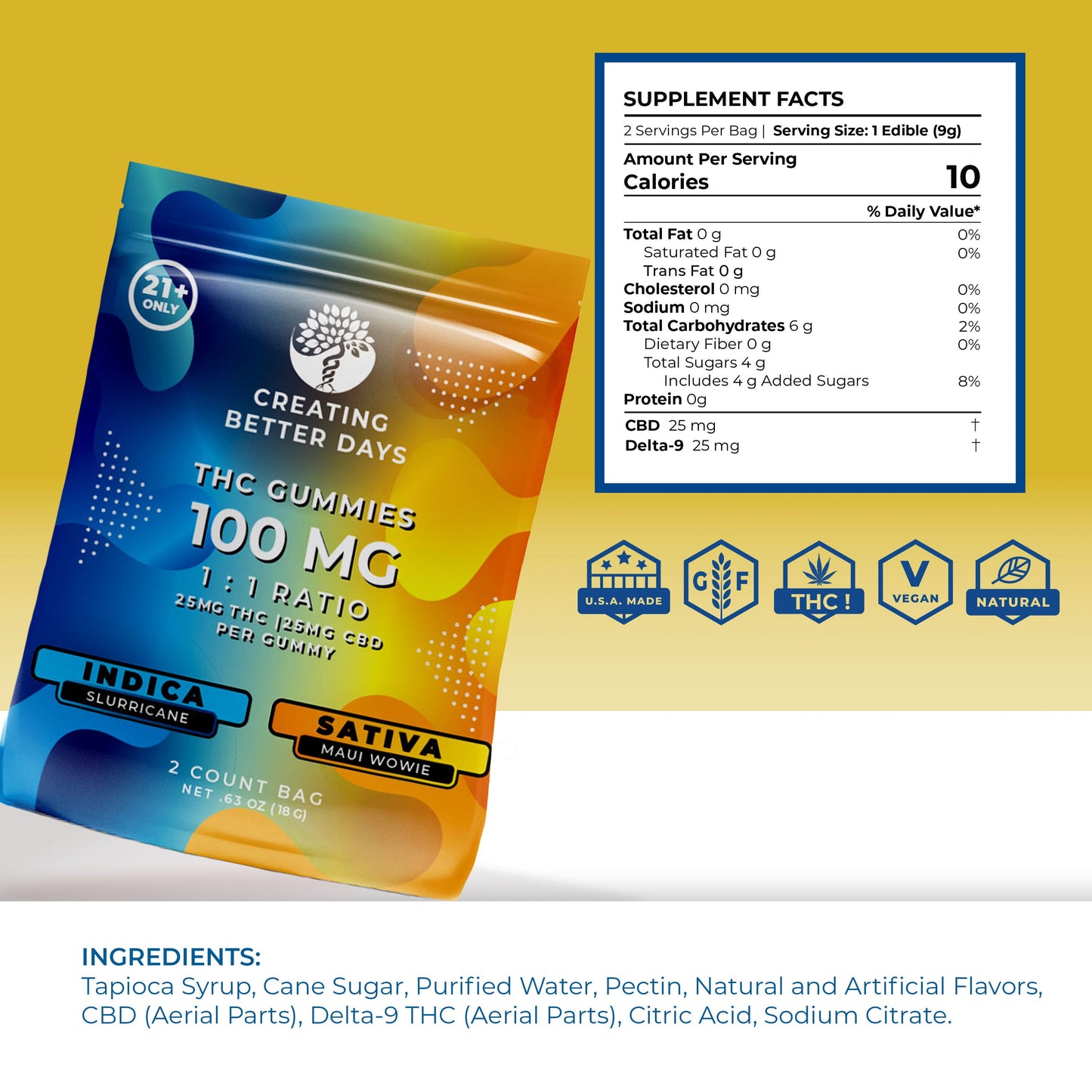 Creating Better Days 100mg 2 Count Indica / Sativa Bag