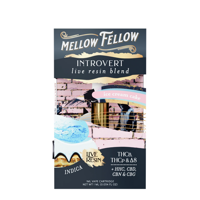 Mellow Fellow Introvert Blend 1ml Live Resin Vape Cartridge - Ice Cream Cake (Indica)