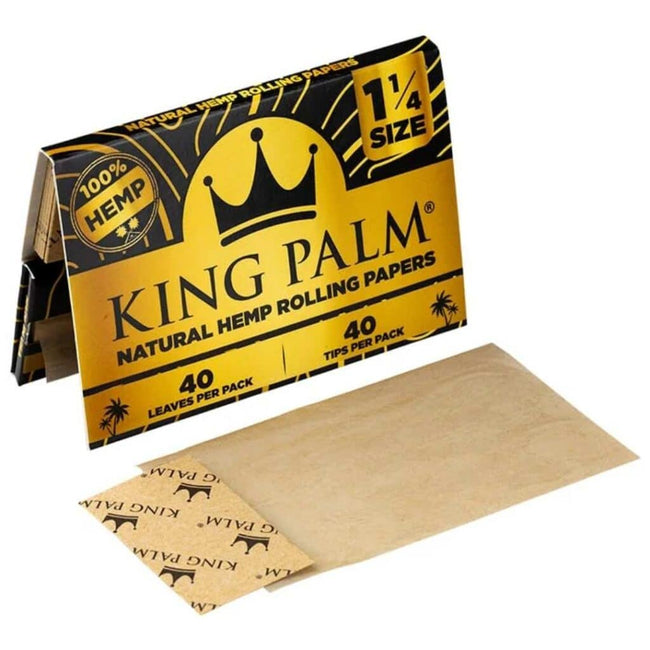 King Palm 1-1/4 inch Hemp Rolling Papers and Tips 40pc