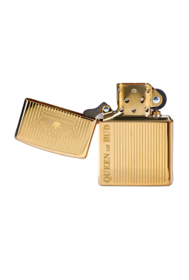 Queen of Bud Golden Vertical Flame Zippo