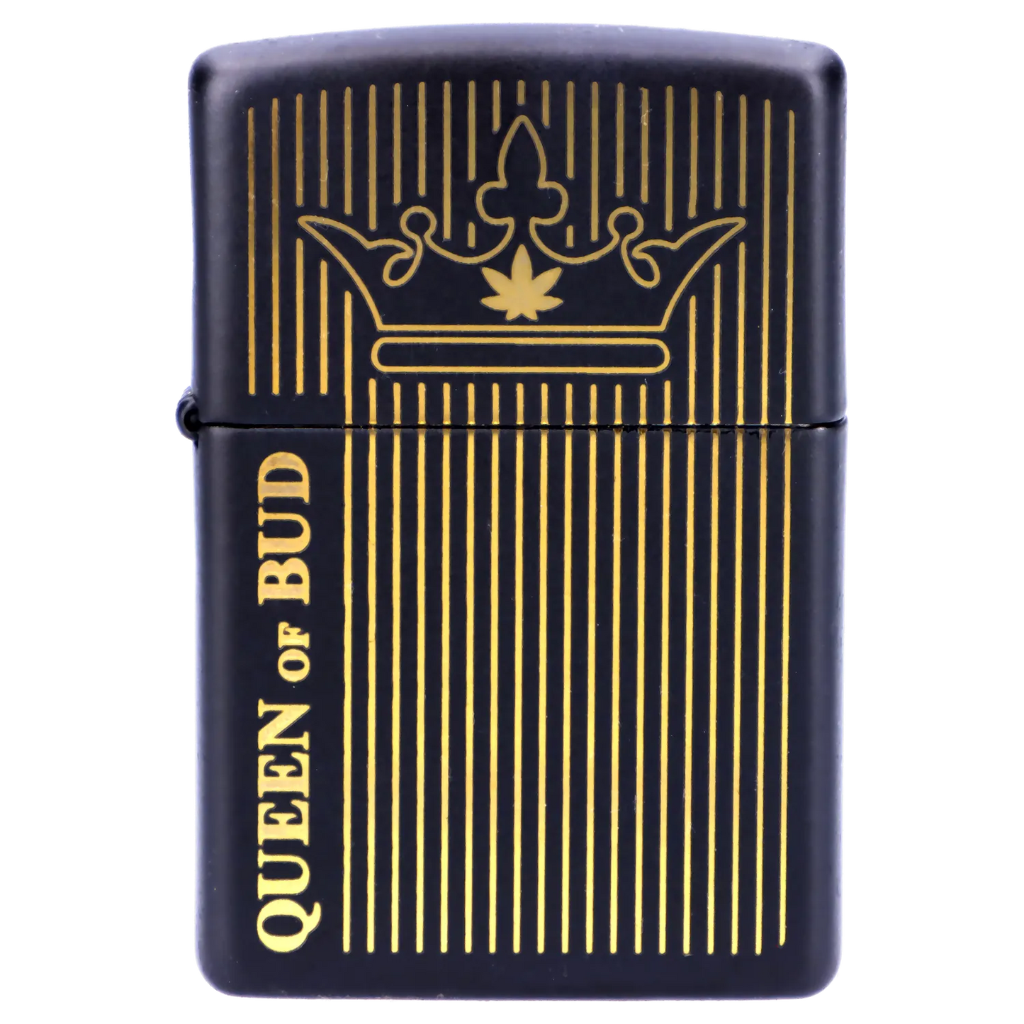 Queen of Bud Black Obsidian Vertical Flame Zippo
