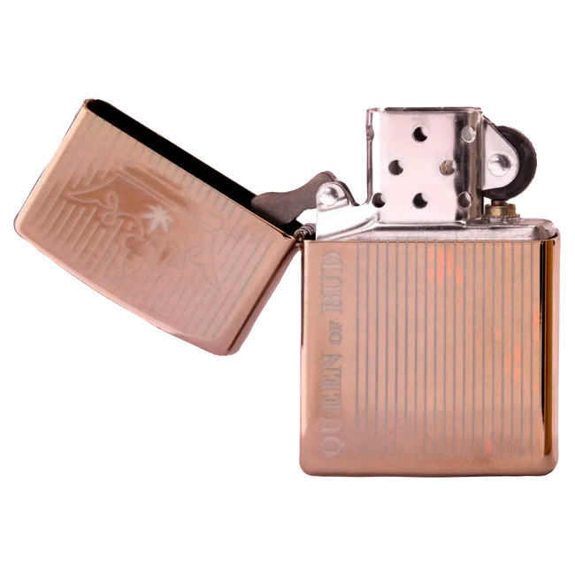Queen of Bud Rose Quartz Vertical Flame Zippo