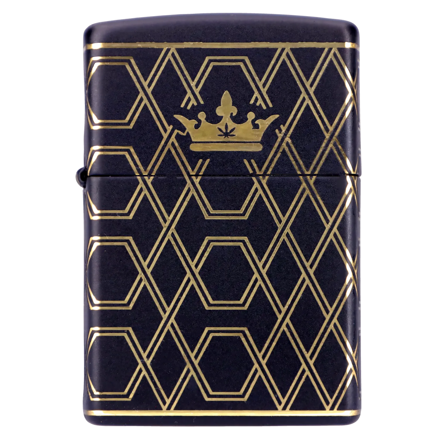 Queen of Bud Black Obsidian Geometric Zippo