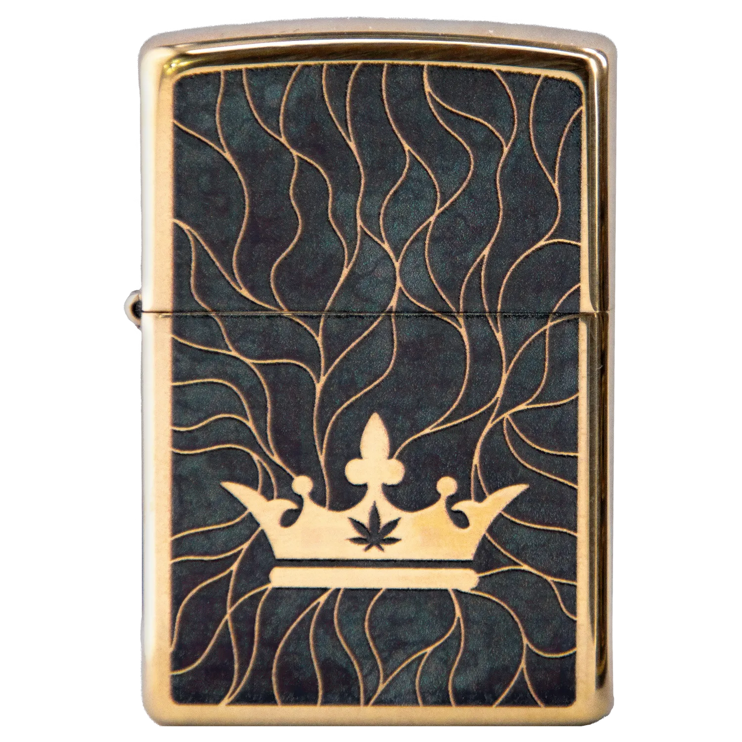 Queen of Bud Black Obsidian Mosaic Zippo