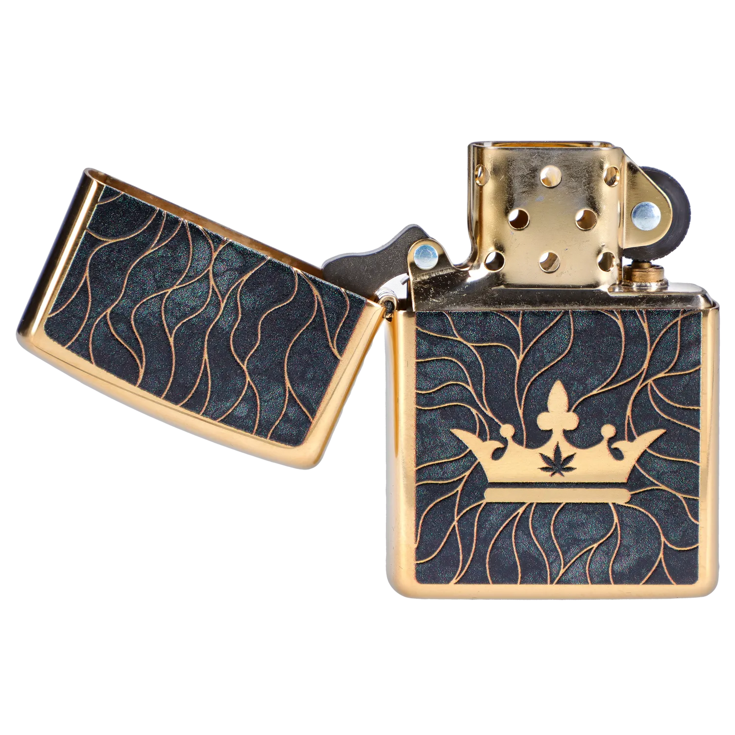 Queen of Bud Black Obsidian Mosaic Zippo