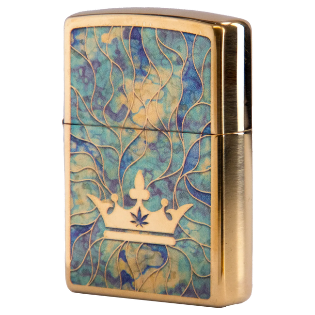Queen of Bud Blue Topaz Mosaic Zippo