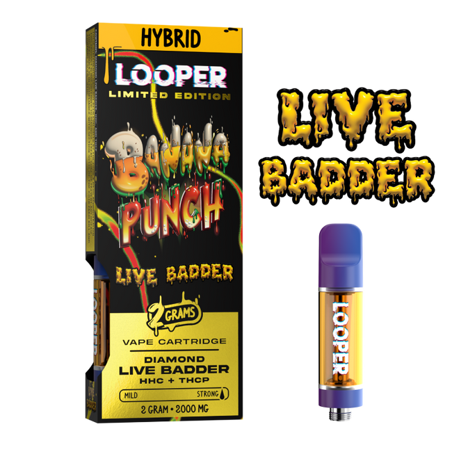 Live Badder 2g Cartridge: Banana Punch by Looper Vape