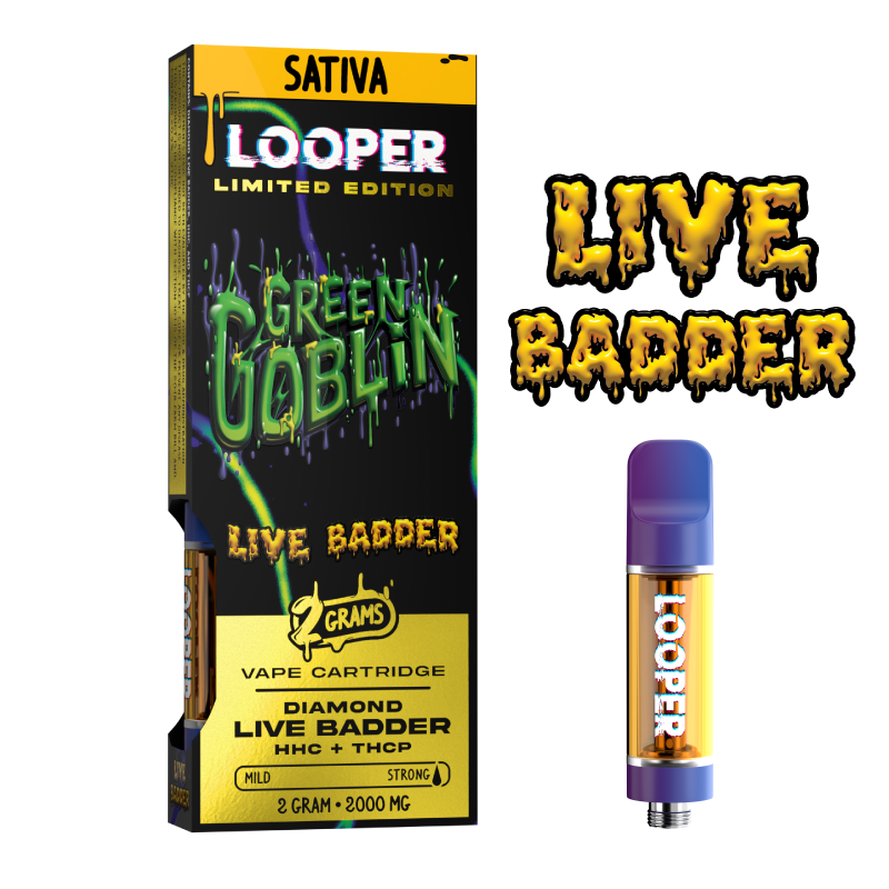 Live Badder 2g Cartridge: Green Goblin by Looper Vape