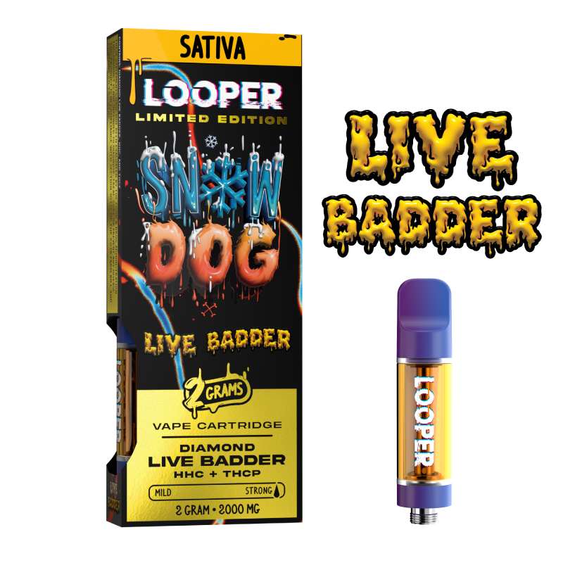 Live Badder 2g Cartridge: Snow Dog by Looper Vape