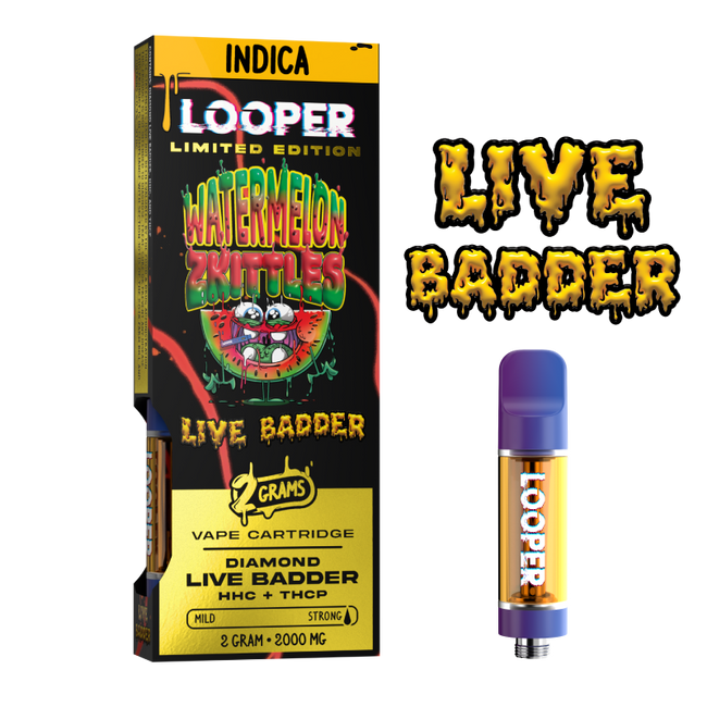 Live Badder 2g Cartridge: Watermelon Zkittles by Looper Vape