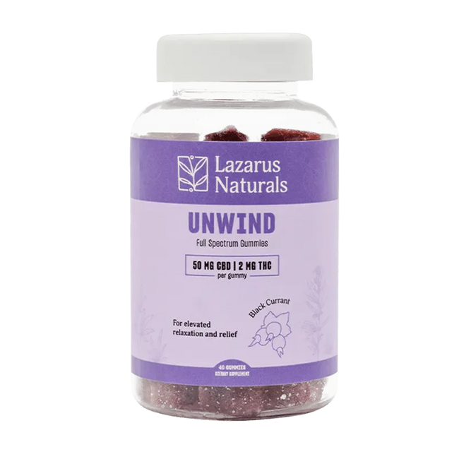 Unwind Full Spectrum CBD + THC Gummies – Black Currant – Lazarus Naturals