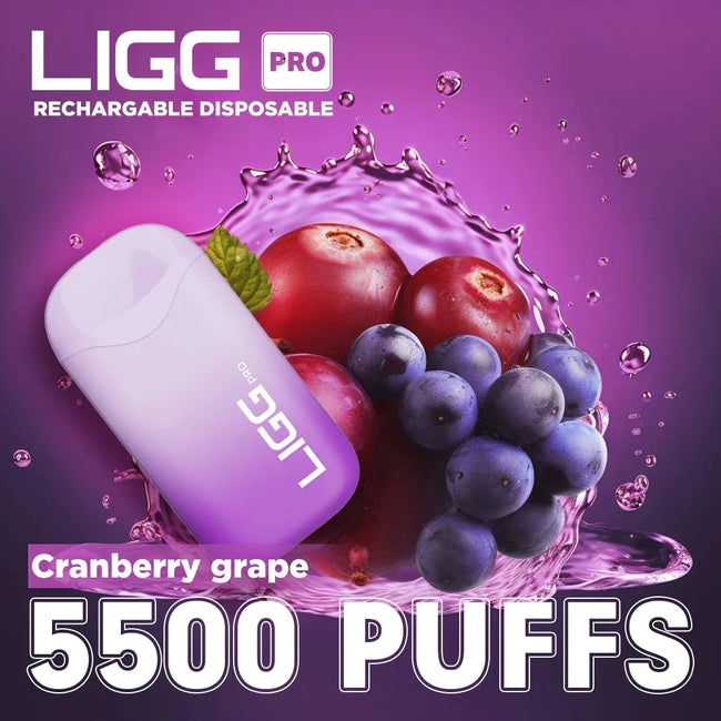 Ligg Pro 5500 Puffs Disposable Vape - Cranberry Grape Best Sales Price - Disposables
