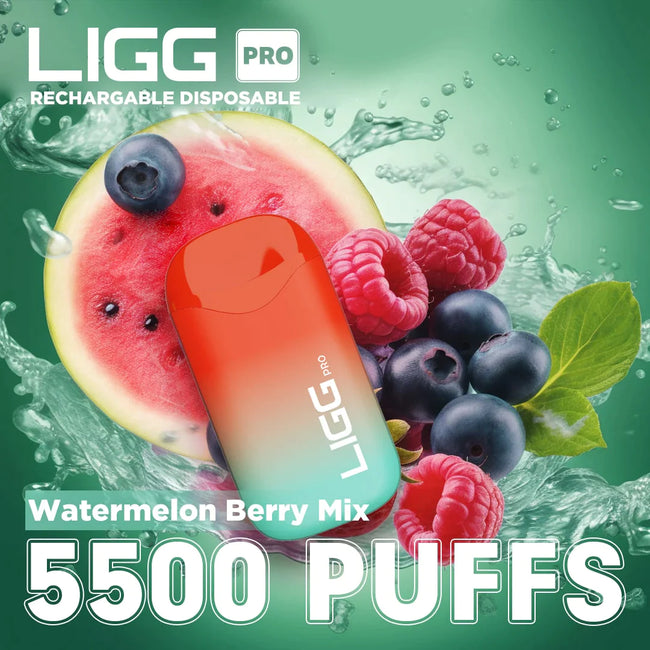 Ligg Pro 5500 Puffs Disposable Vape - Watermelon Berry Mix Best Sales Price - Disposables