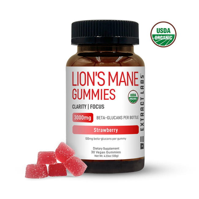 Extract Labs Organic Lion’s Mane Gummies | Focus | Strawberry Best Sales Price - Gummies