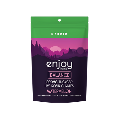 Enjoy Hemp Live Rosin Balance Delta 9 THC 1200mg Gummies (Hybrid-Infused Watermelon) Best Sales Price - Gummies