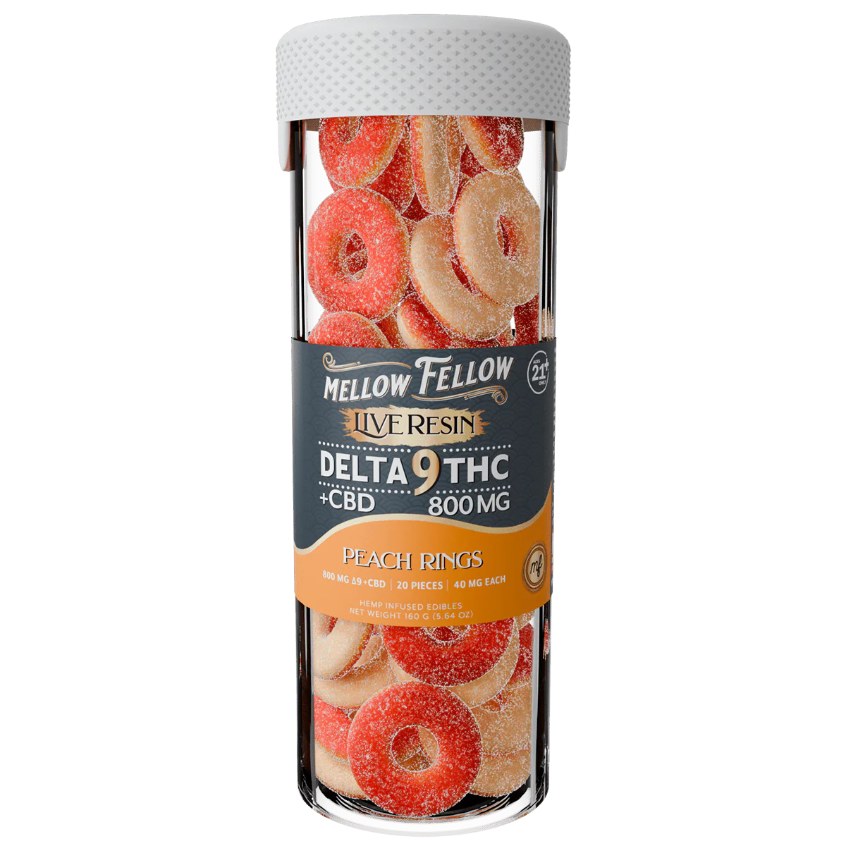 Mellow Fellow Delta 9 Live Resin Peach Rings Gummies