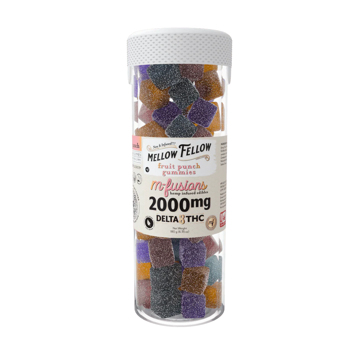 M-Fusions Delta 8 THC Fruit Punch Gummies 40 Ct. - 50mg Delta 8 per gummy Mellow Fellow
