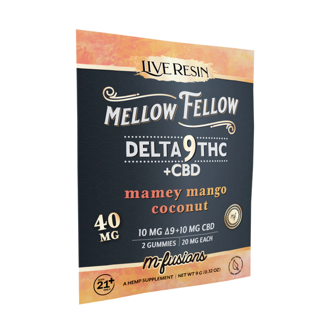 Mellow Fellow Delta 9 Live Resin Gummies 40mg 2 ct. - Mamey Mango Coconut