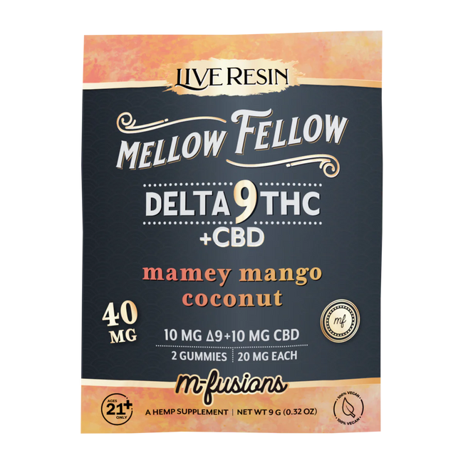 Mellow Fellow Delta 9 Live Resin Gummies 40mg 2 ct. - Mamey Mango Coconut