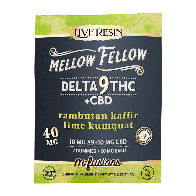 Mellow Fellow Delta 9 Live Resin Gummies 40mg 2 ct. - Rambutan Kaffir Lime Kumquat