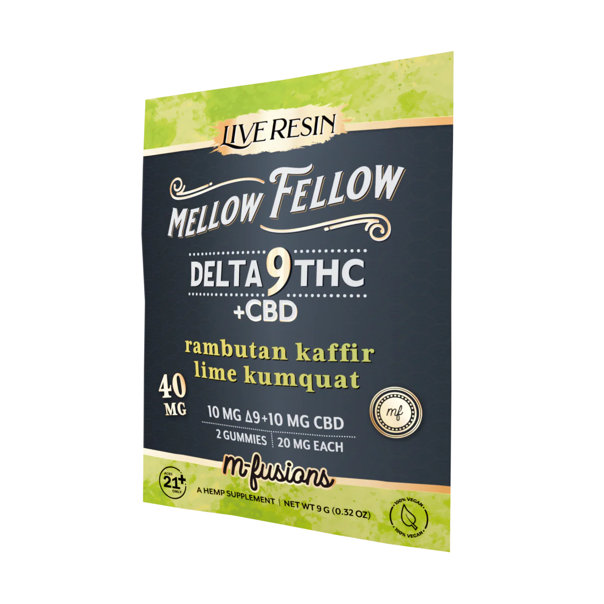 Mellow Fellow Delta 9 Live Resin Gummies 40mg 2 ct. - Rambutan Kaffir Lime Kumquat