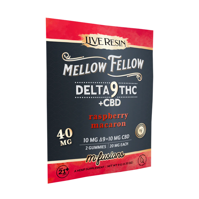 Mellow Fellow Delta 9 Live Resin Gummies 40mg 2 ct. - Raspberry Macaron