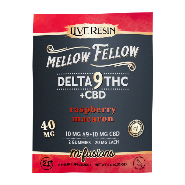 Mellow Fellow Delta 9 Live Resin Gummies 40mg 2 ct. - Raspberry Macaron