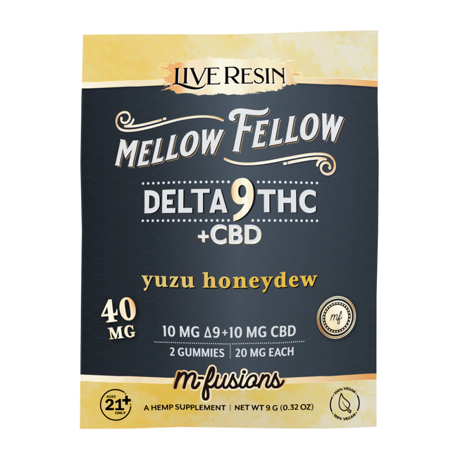 Mellow Fellow Delta 9 Live Resin Gummies 40mg 2 ct. - Yuzu Honeydew