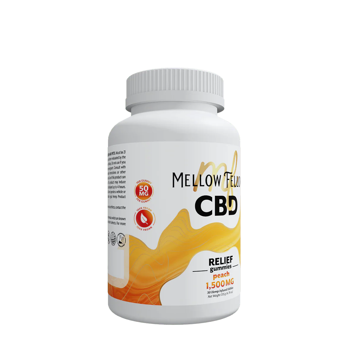 Mellow Fellow Relief CBD Gummies - 1500mg - Peach