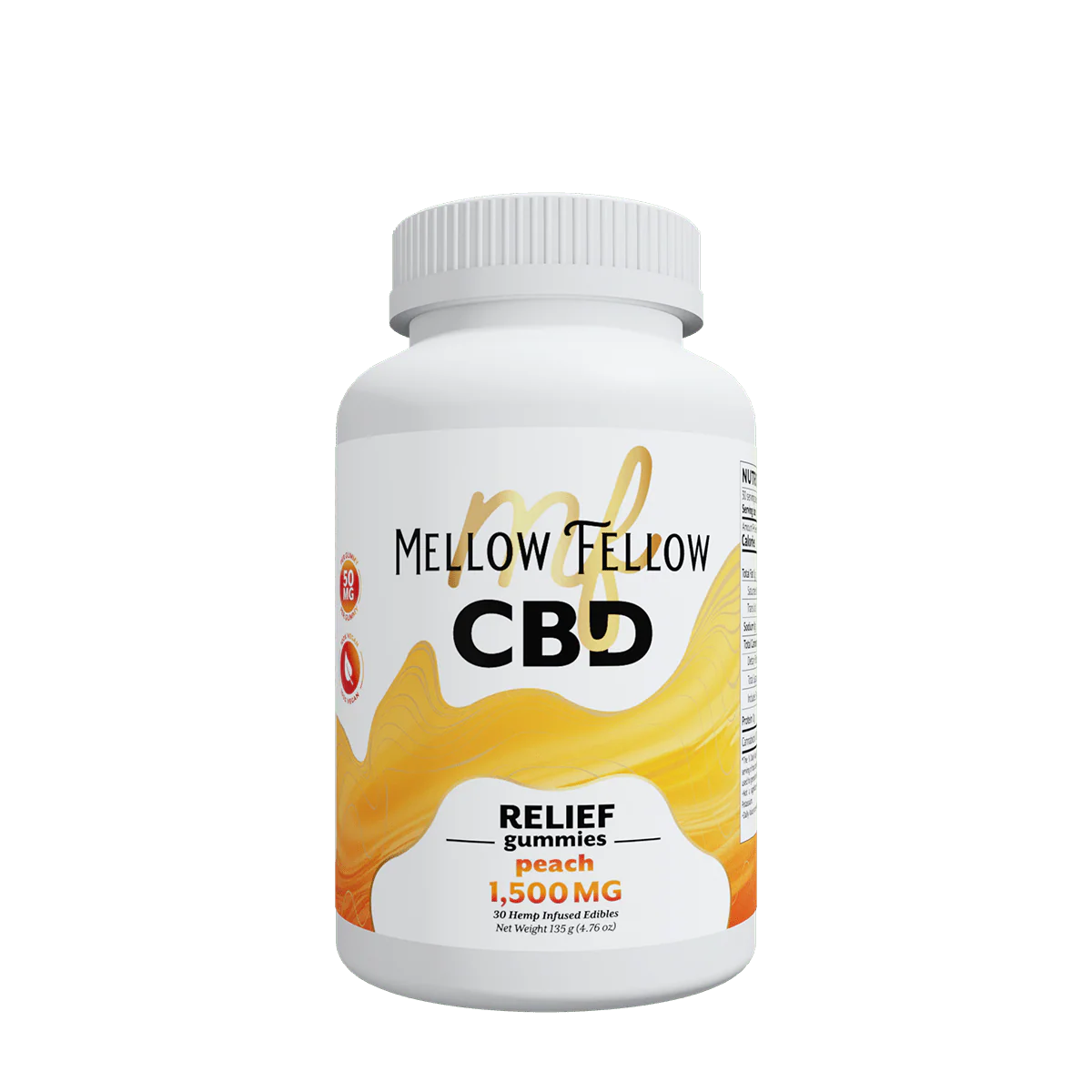 Mellow Fellow Relief CBD Gummies - 1500mg - Peach