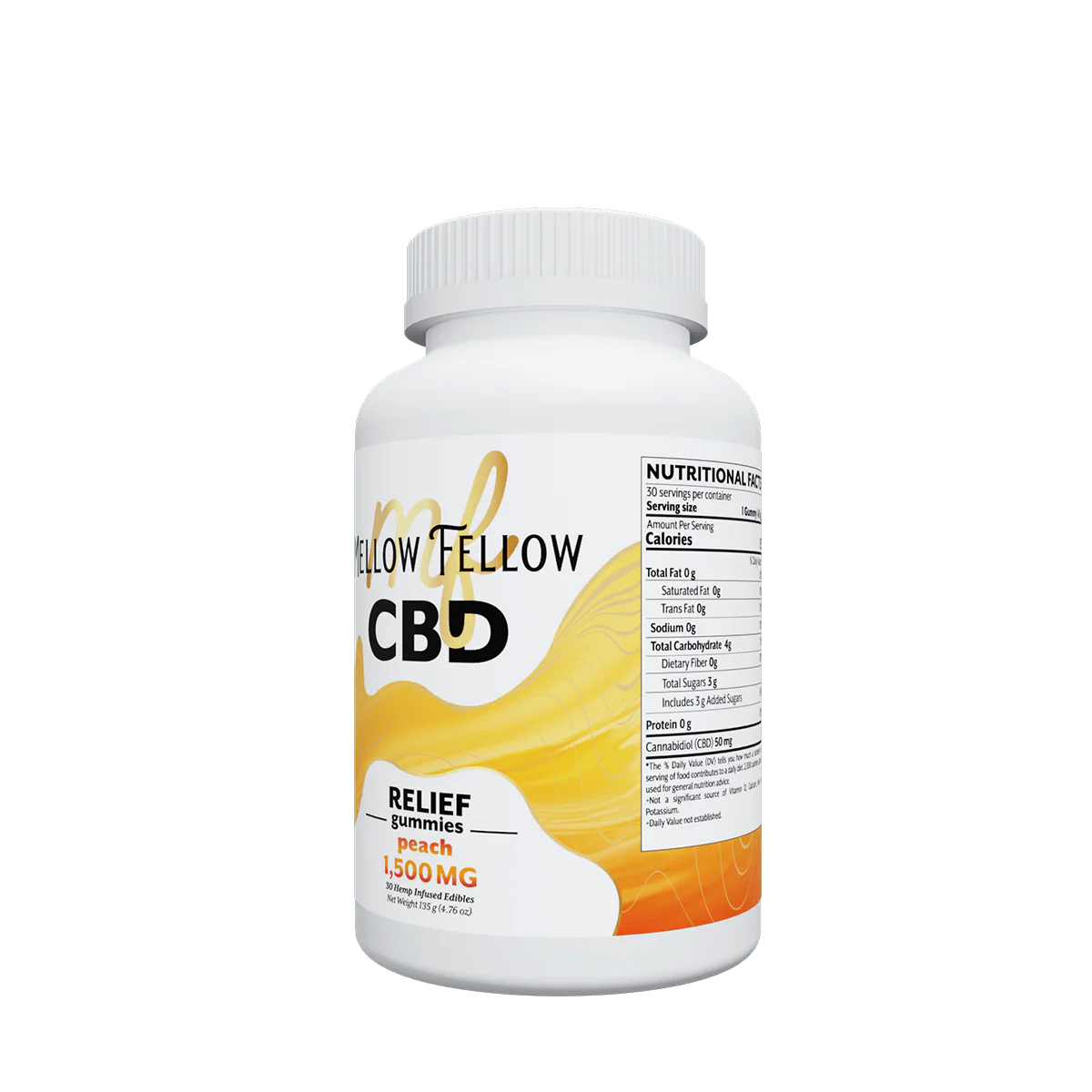 Mellow Fellow Relief CBD Gummies - 1500mg - Peach