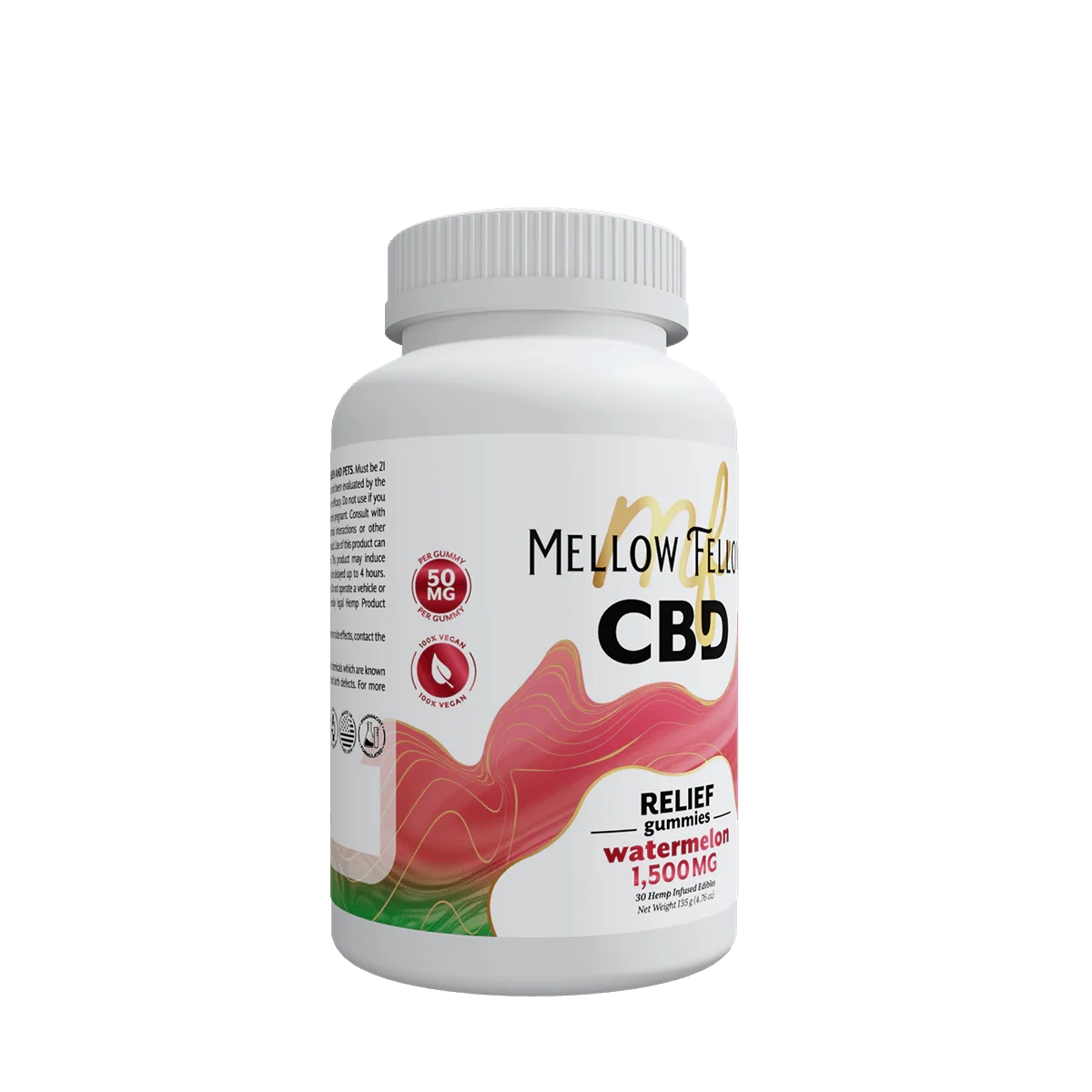 Mellow Fellow Relief CBD Gummies - 1500mg - Watermelon