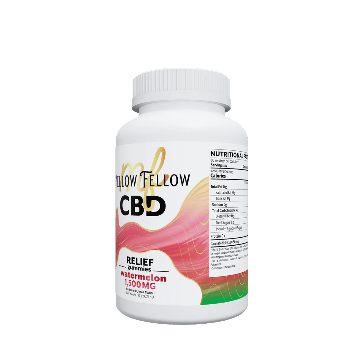 Mellow Fellow Relief CBD Gummies - 1500mg - Watermelon